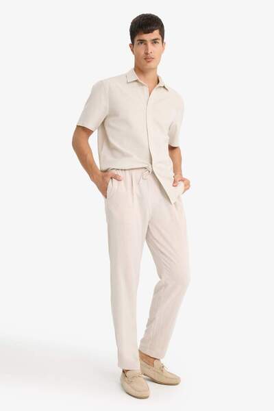 DeFacto New Season Relax Fit Short Leg Linen Look Trousers