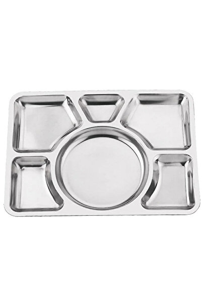 ELEGANT HOME صينية تقديم مقسمة من الفولاذ المقاوم للصدأ مع 6 أقسام