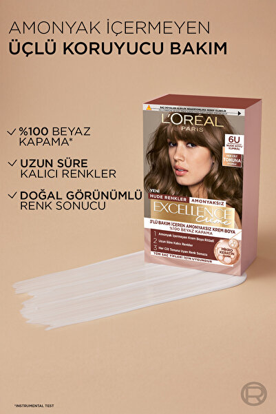 L'Oreal Paris Excellence Creme Nude Renkler Saç Boyası – 6u Nude Koyu Kumral