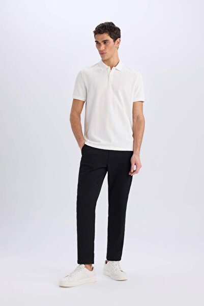 DeFacto New Regular Fit Polo Neck Short Sleeve White T-Shirt D5996Ax24Sm