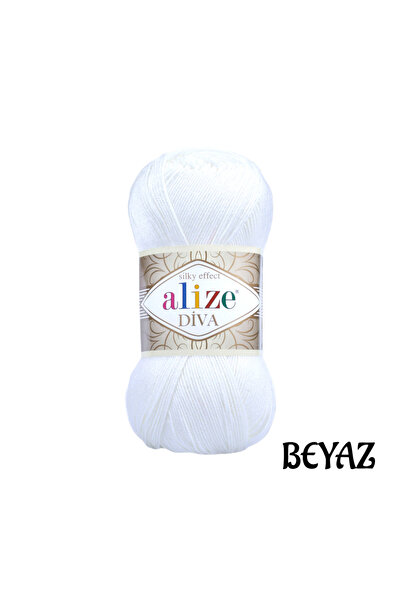 Alize Diva Merserize Ip - 055 Beyaz - 100 Gr. 350 Mt.