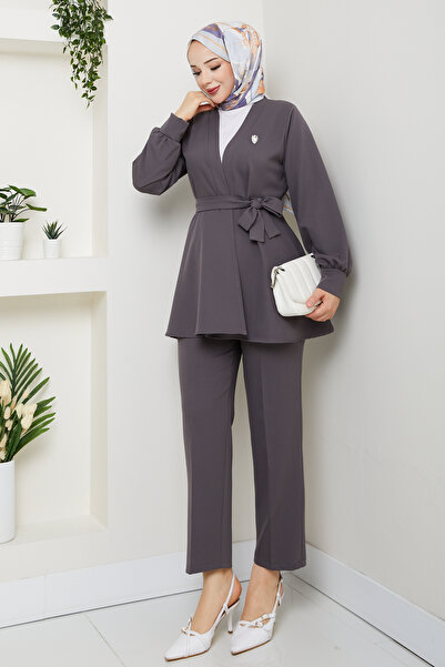 modapark.ist Women's Belt Detailed Trousers Suit