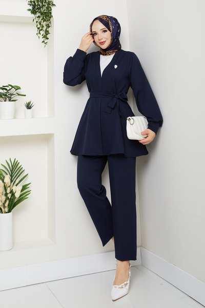 modapark.ist Kadın Kemer Detaylı Pantolonlu Takım