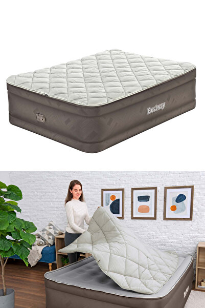 BESTWAY Elektrikli Pompalı, Alezli Çift Kişilik Şişme Yatak 203x152x51 Cm