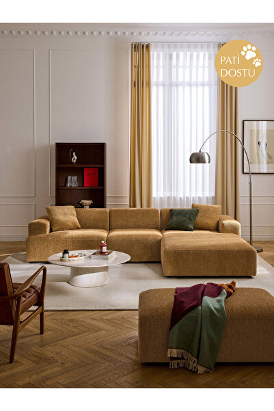 S Home Design Concept Molly Köşe Koltuk Sağ Köşe, Teddy Hardal 290x185 cm (Pati Dostu)