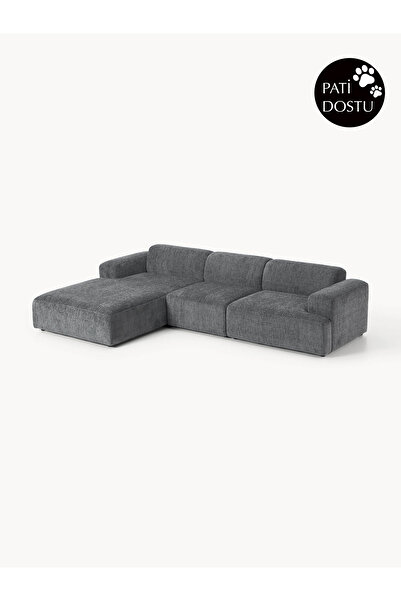 S Home Design Concept Molly Köşe Koltuk Sol Köşe, Teddy Antrasit 290x185 cm (...