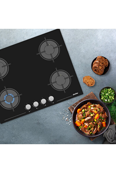 Simfer 3653 4g 65 cm Siyah Cam Ankastre Ocak