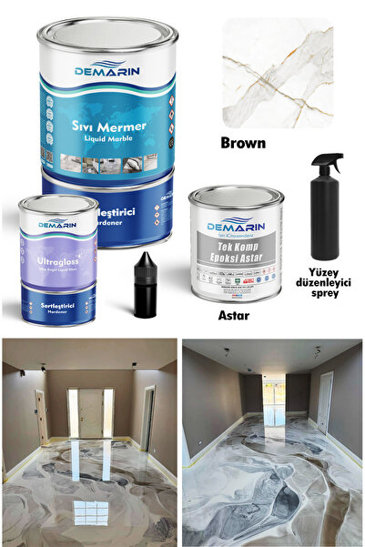 Demarin Çift Bileşenli Solventsiz Sıvı Mermer, Liquid Marble (tezgah, Zemin B...