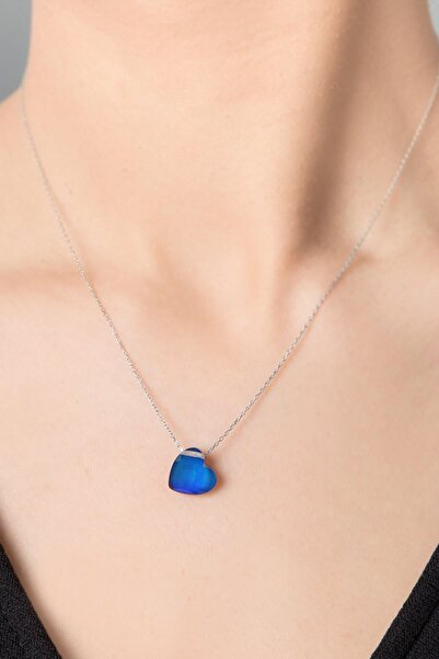 Elika Silver Kadın His Taşı Kalp Model Gümüş 925 Ayar Gümüş Kolye