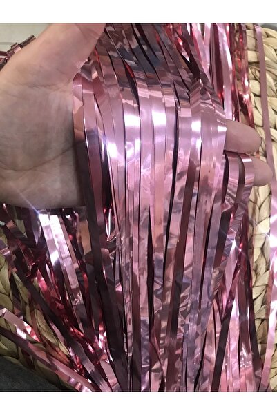 Deniz Party Store PÜSKÜLLÜ PARLAK METALİZE PEMBE MASA ETEĞİ KULLANAT 75X360 CM (iki tarafı renklidir.)