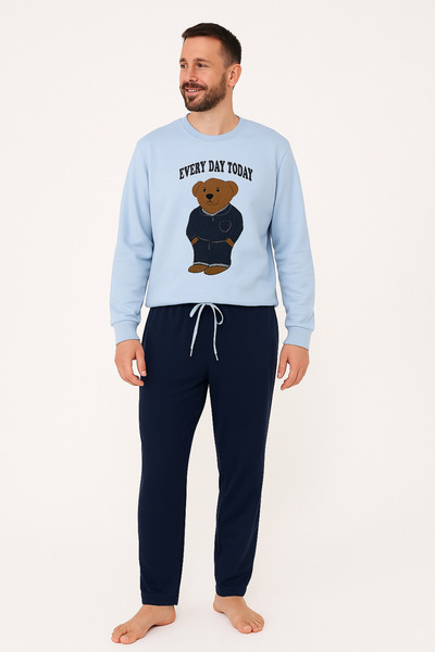 Katia&Bony Men's navy blue teddy pajama bottoms