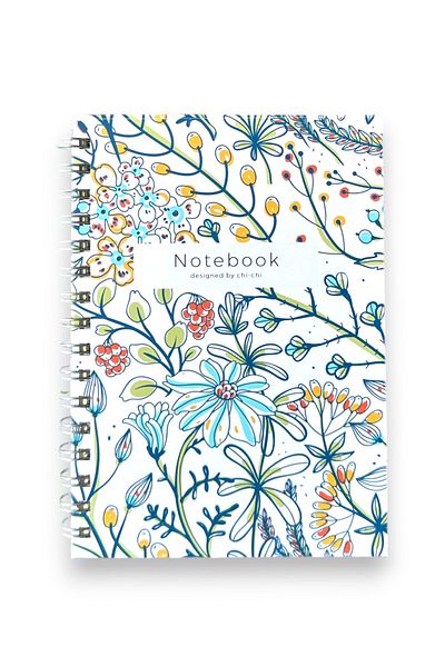 Chi-Chi Papers A5 Lined Spiral Notebook |   Handmade, 96 Sheets, Ivory Paper