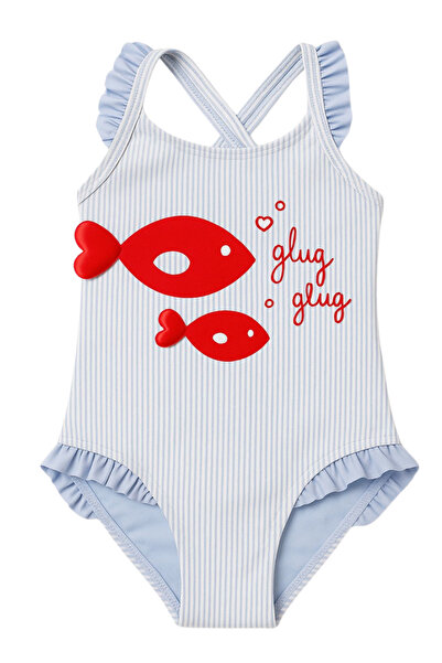 Katia&Bony Kız Çocuk Balık Kuyruk Aksesuarlı Mayo Mavi