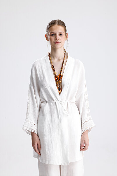 VAPUR TEKSTİL Stripe Garnished Muslin Double Set