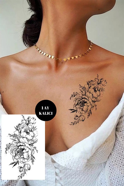 HEDİYEVİM Çiçek Figürlü 12 Saat Sonra Kararan Geçici Dövme Tattoo