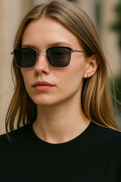 MACERATİ Conda Unisex Black Square Metal Frame Uv400 Sunglasses