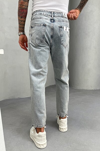 MADZEYMODA Чоловічі джинси-боксерки з розривами та деталями з синьої джинсової тканини KE-499