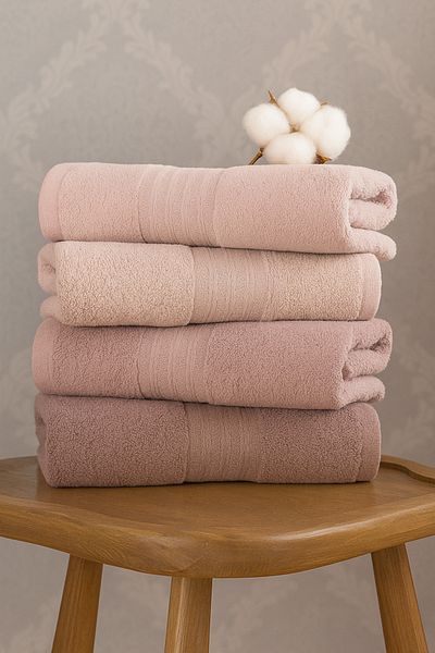 Formeya 4-teiliges Hand- und Gesichtshandtuch-Set aus 100 % Baumwolle, 50 x 85 cm
