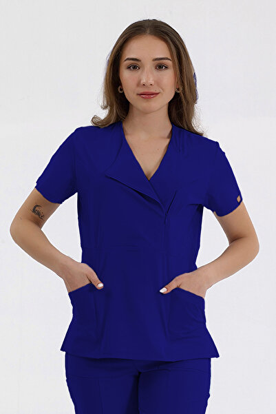 Brl Üniforma قميص جراحي للطبيب والممرضة بياقة مخصصة وسحاب مخفي |   برلميديكاجو