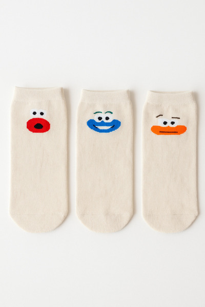 Katia&Bony Детски чорапи до глезена с щампа на лицето, комплект от 3 броя