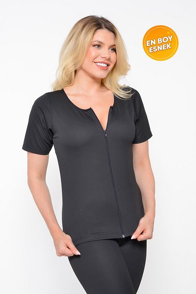 SAUNA SUIT Ιδρώστε και αδυνατίστε με Unisex αυθεντικά μισά μανίκια με φερμουάρ και καλσόν στο κάτω μέρος Θερμικό Σετ Incelyky