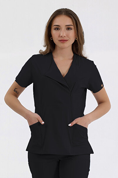 Brl Üniforma Tek Üst Özel Yaka Gizli Fermuarlı Doktor ve Hemşire Cerrahi Form...