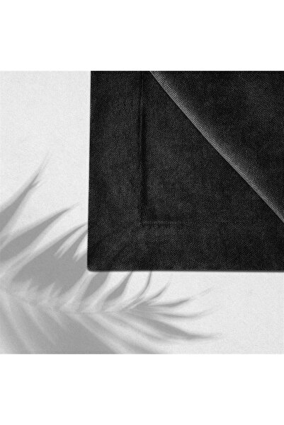 GOCCIA HOME Kadife Dokulu Masa Örtüsü Siyah Rengi