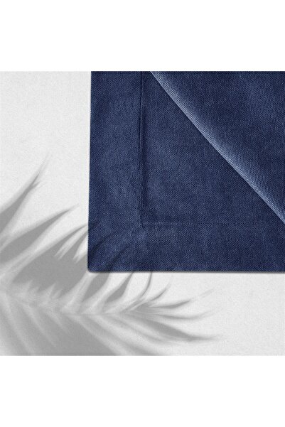 GOCCIA HOME Kadife Dokulu Masa Örtüsü Mavi Rengi