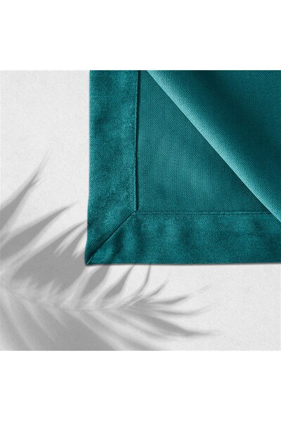 GOCCIA HOME Kadife Dokulu Masa Örtüsü Petrol Rengi