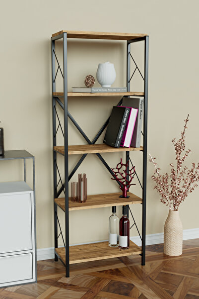 Victor Vallery Ceviz Kitaplık 5 Raflı Kolay Kurulum Çok Amaçlı