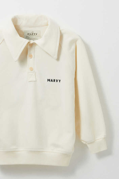 Marvy Ecru Embroidery Detailed Raglan Sleeve Sweatshirt