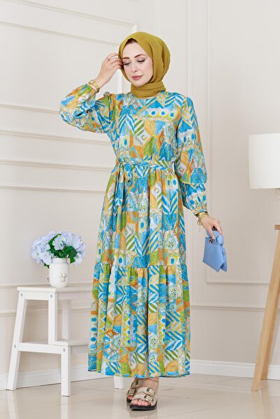 Sevitli Φόρεμα πριγκίπισσας με έθνικ σχέδιο-Μπλε