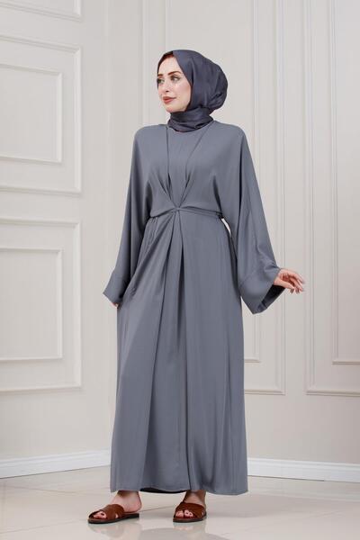 Sevitli Maria Dress with Tie-Up-Grey