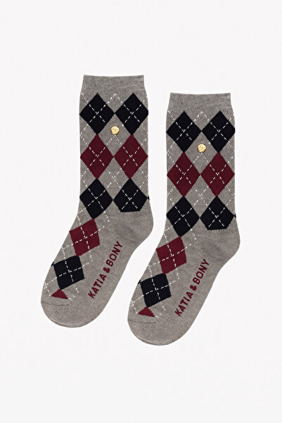 Katia&Bony Children's Plaid Patterned 2-Piece Boxed Socket Socks