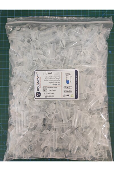 POLYNEYT 2.0 mL, Mikro-Santrifüj Tüpü - Düz ve Kilitli Kapaklı - (500 adet/pa...