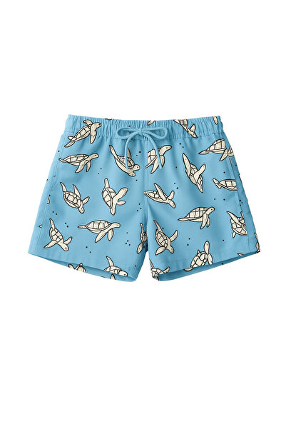 Katia&Bony شورت سباحة للأولاد بنمط السلحفاة باللون الأزرق
