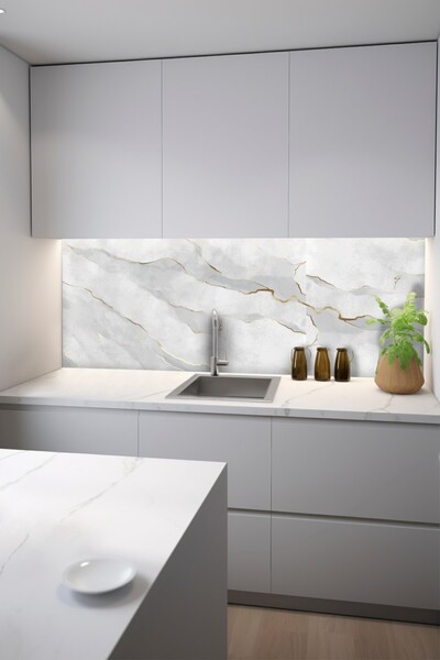 DECOMALL Wall 14 Waterproof Kitchen Bathroom Floor Marble Tile Adhesive Foil Covering 45X100Cm