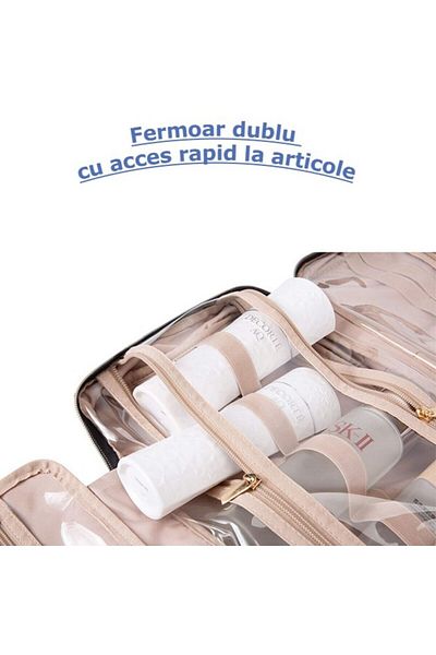 GBV LOGIC Geanta cosmetice, 4 Compartimente, albastru, organizator cu agatatoare tip umeras