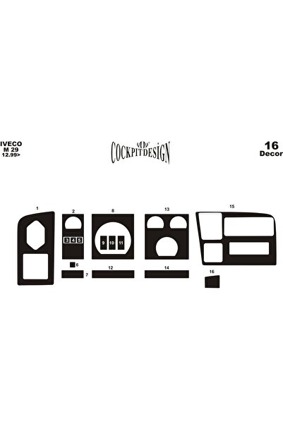 Marscockpitdesign إيفيكو M29 120 توربو غطاء كونسول-طربيدو 1999-2002 16 قطعة