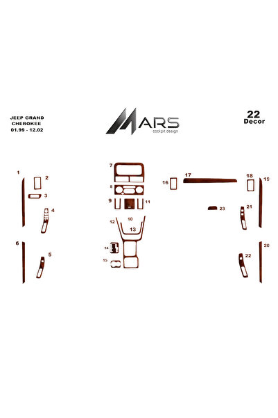 Marscockpitdesign جهاز تحكم جيب جراند شيروكي-توبوردو 1999-2002 22 قطعة