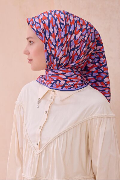 Belli وشاح تيفيل الحريري 4103 - 56 نمط مختلط باللون الأزرق الداكن