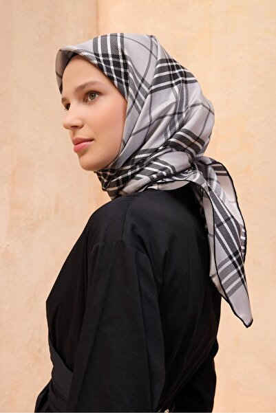 Belli Шовковий шарф Tivil 4122 - 03 Сірий змішаний візерунок