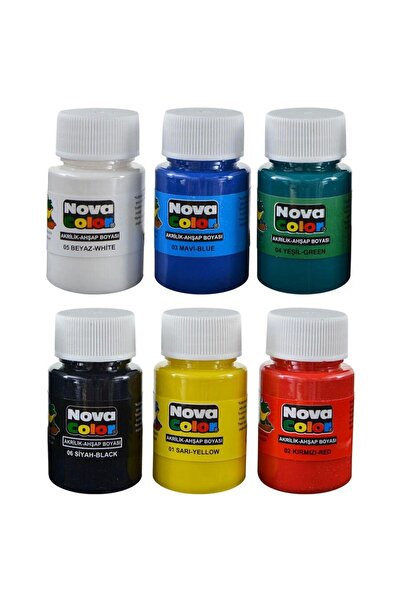Nova Color 6 Renk Akrilik Boya Şişe Nc-180