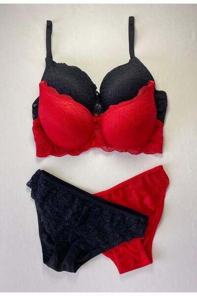 FNC design Women's Padded Supported Underwire (Wired) Lace 2-Piece Bra Set