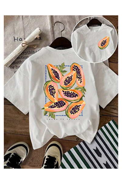 Tubinyoo تي شيرت كبير الحجم للجنسين منقوش بالبابايا