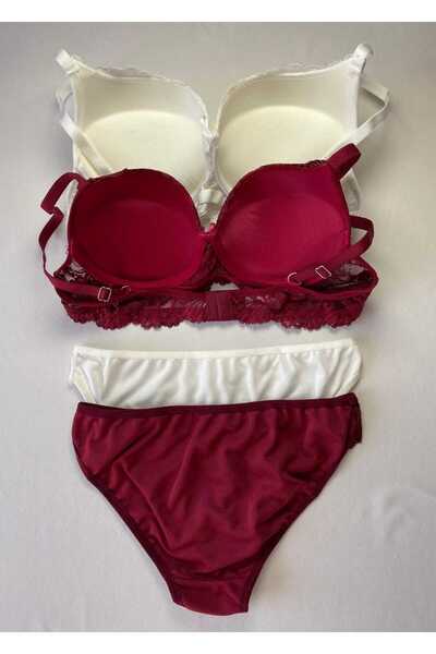 FNC design Women's Padded Supported Underwire (Wired) Lace 2-Piece Bra Set