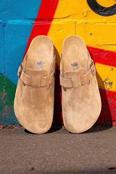 Land of Cork Snape Sabo Unisex Taba Süet Anatomik Mantar Tabanlı Kapalı Terlik