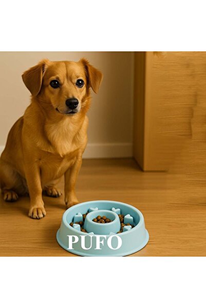 PUFO Healthy Diet slow feeding bowl for dogs, 20 cm, blue