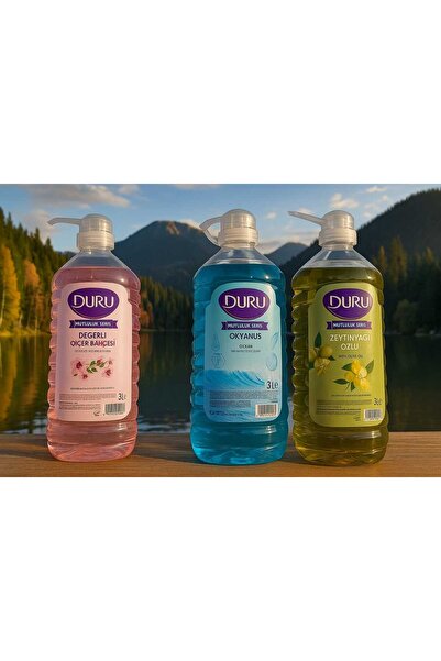 Duru MUTLULUK SERİSİ 3'lü SET X 3 litre / Değerli Çiçek Bahçesi-Okyanus-Zeytinyağı