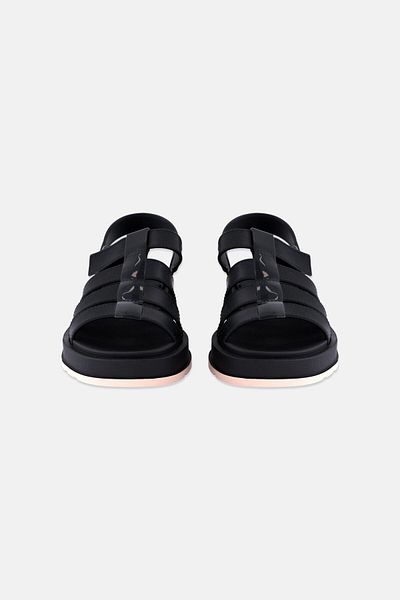 ZAXY Women Velcro Closure Leather Sandal, Black